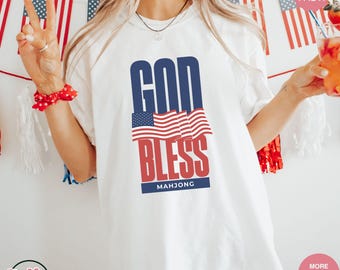 USA Mahjong Flag T-Shirt, 4th July Mahjong Shirt, 250th USA Anniversary Mahjong Gift, Mahjong Tournament, Unisex Retro USA American Mahjong
