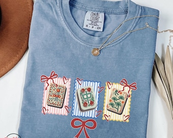 Mahjong Tiles T-Shirt, Girlie Bow Mahjong Shirt, Mahjong Gift, Mahjong Lover Shirt, Mahjong Sweat-Shirt, Girls Game Night, Mahjong Shirt