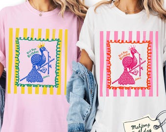 Comfort Colors Mahjong Birthday Bird Bam Cheers Preppy T-Shirt, Mahjong Tournament, Birthday Mahjong Lover Game Shirt, Girls Night Game Gift