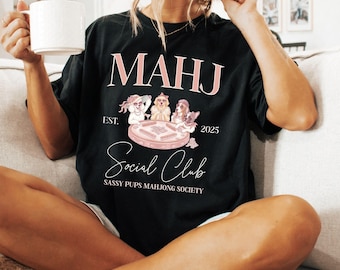 Comfort Colors Mahjong Pups TShirt, Mahjong Pup Shirt, Mahjong Dog Shirt Gift, Mahjong Tournament, Mahjong Friend Gift, Mahjong Dog Lover