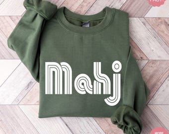 Mahjong Retro Graphic Sweatshirt, Mahjong Gift, Mahjong Tournament, Mahjong Apparel, Girls Game Night Sweatshirt, Mahjong Gifts