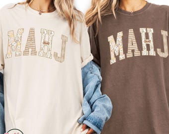Mahjong Mixed Toile Print T-Shirt, Mahjong T-Shirt, Cute Mahjong Gift, Mahjong Tournament, Mahjong Lover Apparel, Mahjong Board Game Shirt