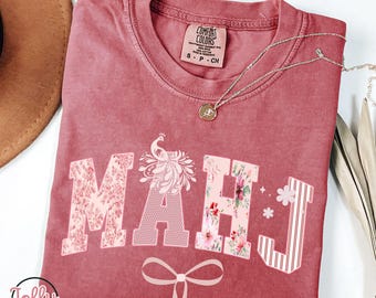 Mahj Bam Bird Pink T-Shirt, Girlie Bow Mahjong Shirt, Mahjong Gift, Mahjong Lover Shirt, Mahjong Sweat-Shirt, Girls Game Night, Mahjong Tee