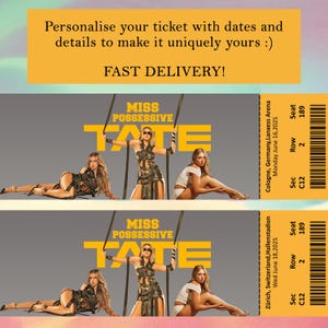 Tate McRae Miss Possessive 2025 World Tour personalisiertes Ticket, benutzerdefinierte digitaler Download Tate Mcrae Souvenir Ticket bearbeitbares Tate Ticket Geschenk