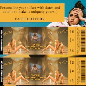 Tate McRae Miss Possessive 2025 World Tour Personalisiertes Ticket, Tate Mcrae Souvenir Ticket Bearbeitbare Tate Ticket Geschenk Benutzerdefinierte Digitaler Download