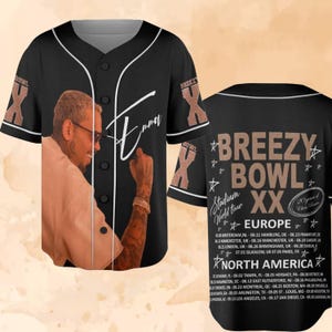 Customized Chris Brown Breezy Bowl Jersey, Chris Brown Baseball Jersey, Breezy Bowl XX 2025 Jersey, Chris Brown Tour Jersey, Black Baseball