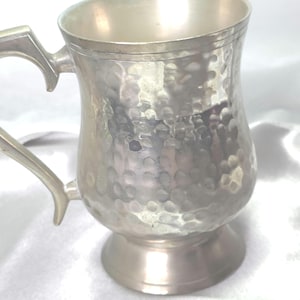 vintage  tankard silver tone hammered finish