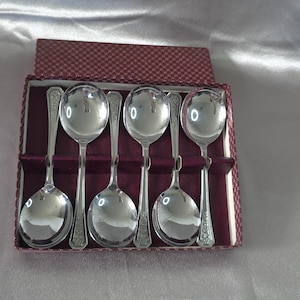 Dessert spoons, cutlery set, tableware, chromium-plated unity, 6 spoons, marked NS.