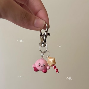 Kirby star buddy keychain / polymer clay