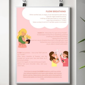 FLOW BREATHING – Breathing exercise work sheet – for children, adults, parents – Wellbeing work sheet – Mental health and wellbeing.