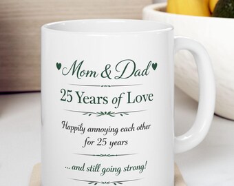 25th wedding anniversary gift ideas for parents, 25th anniversary parents gift ideas, Parents 25th anniversary gift mug