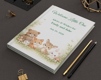 Księga gości na baby shower w stylu leśnym, Księga gości w stylu leśnym, Księga gości na baby shower w stylu leśnym, Rustykalna księga gości na baby shower