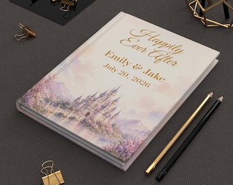Happily ever after guest book blank lined, Happily ever after wedding guest book, Castle guest book, Castle wedding guest book