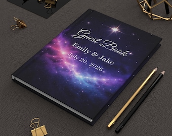 Nerdy wedding guest book blank lined, Nerdy guest book, Wedding guest book nerdy, Baby shower guest book unique, Galaxy autograph book
