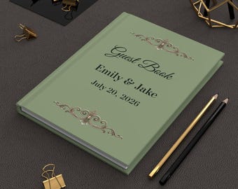 Księga gości weselnych w kolorze szałwiowej zieleni, Księga gości weselnych w kolorze szałwiowej zieleni, Księga gości weselnych w kolorze szałwiowej zieleni, Okładka księgi gości weselnych