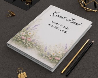 Księga gości Cottagecore, Mała księga gości weselnych, Księga gości weselnych Cottagecore, Kwiatowa księga gości weselnych Cottagecore