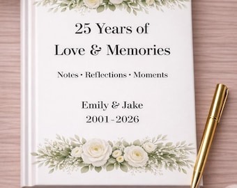 25th anniversary journal, 25th anniversary memory book, Unique 25th anniversary gift ideas, Silver jubilee anniversary gift