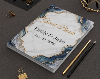 Marble guest book effect blank lined, Agate guest book, Stone guest book, Classy guest book, Fancy guest book, Wedding guest signature ideas