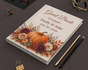 Custom pumpkin guest book blank lined, Pumpkin wedding guest book, Pumpkin bridal shower guest book, Pumpkin baby shower guest book