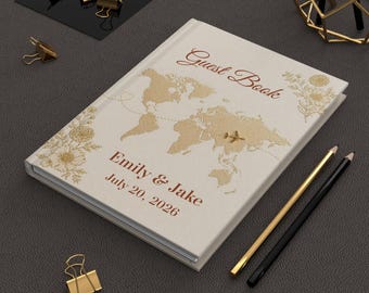 Map guest book blank lined, Map wedding guest book, Guest book map, Airplane wedding guest book, Wedding guest book world map