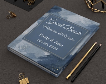 Dusty blue guest book blank lined, Dusty blue wedding guest book, Guest book dusty blue, Wedding guest book dusty blue