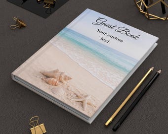 Księga gości na zamówienie – dom na plaży, księga gości Airbnb – plaża, księga gości – wynajem krótkoterminowy, księga gości – nad morzem, księga gości – motyw oceaniczny