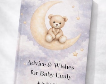 Baby shower advice book, Teddy bear guest book, Baby shower guest book bear, Baby shower book advice, Advice and wishes baby shower book