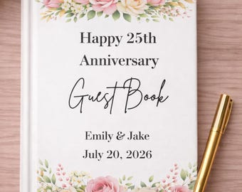 25th anniversary guest book, 25th wedding anniversary guest book, Silver anniversary guest book, Guest book for 25th wedding anniversary