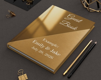 Gold mirror guest book effect blank lined, Gold mirrored guest book sign, Gold mirror wedding guest book, Wedding autograph book