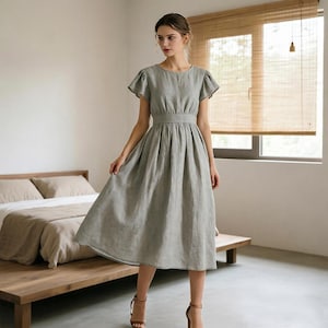 sage green casual dress Amazon.com: CUPSHE Women's Summer Wrap Maxi Ruffle Sleeves Floral Tie Waist Ruffle Green, XL : Clothing, Shoes & Jewelry effortlessly feminine Casual Light Green Dress Modest