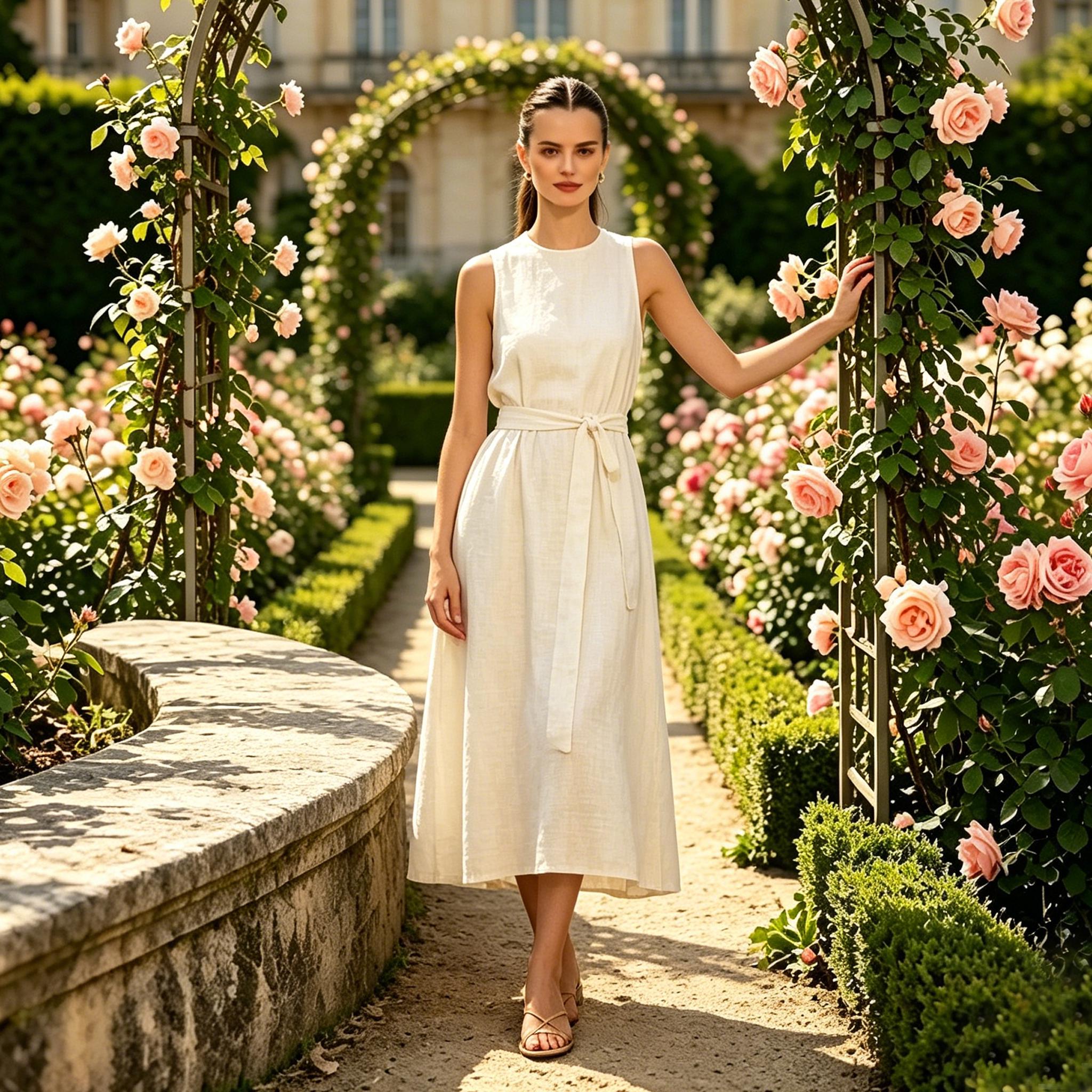 Sleeveless Linen Midi Dress
