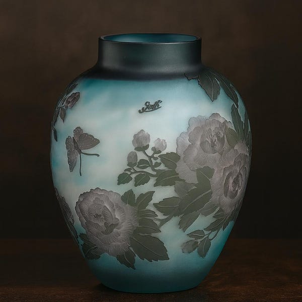 Art Nouveau Cameo Glass Vase Signed “Gallé” & “Tip” – Émile Gallé Inspired