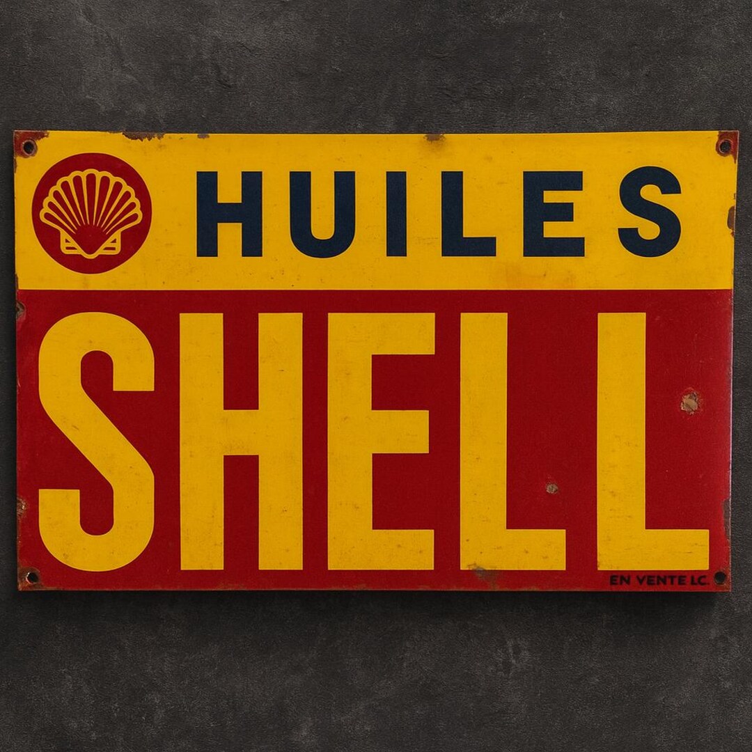 Vintage Shell Enamel Sign - 1970 Original Petrol Advertising 60x40cm ...