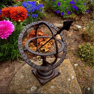 Gartensonnenuhr aus Gusseisen im Antik-Stil: Zeitloses Outdoor-Dekor für Höfe, Terrassen und Landschaften, Geschenk für ihn, Geschenk für sie