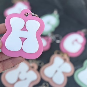 Personalised Retro Alphabet keychain | Bag Tag | School Bag Tag | Laser Cut | Acrylic