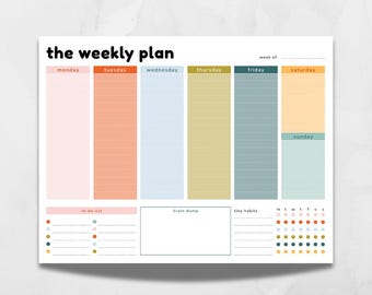 Minimalistischer Wochenplaner Printable | Undatiert Organizer (Letter & A4 PDF Download)