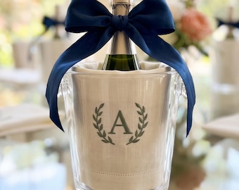 Custom Monogrammed Linen Server Towel, Hemstitch Bar Entertaining Cloth, Stonewashed Event Towel
