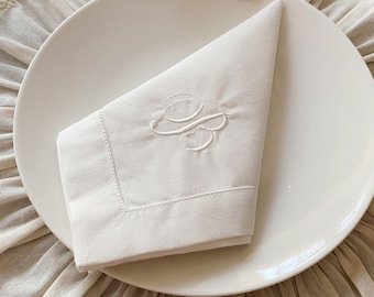 Monogram Embroidered Linen Napkins, Personalized Linen Napkin, Monogrammed Dinner Napkins, Embroidery Linen Dinner Napkin, Custom Napkin