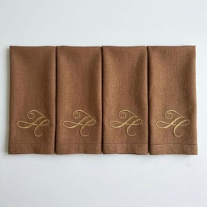Embroidered napkins featuring elegant monogrammed linen, luxury linen napkins, personalized napkins with initial napkin design, cloth dinner napkins perfect as wedding gift, custom linen napkins, customized napkins, monogrammed napkins, linen dinner napkins, wedding napkins, monogram napkins