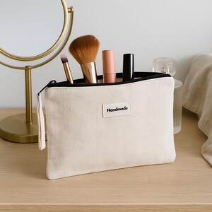 Set di borse per il trucco personalizzate, piccola borsa per il trucco per articoli da toeletta, set organizer per il trucco, graziosa borsa per il trucco, borsa per articoli da toeletta da donna, borsa in lino