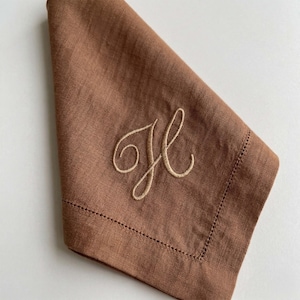 Embroidered napkins featuring elegant monogrammed linen, luxury linen napkins, personalized napkins with initial napkin design, cloth dinner napkins perfect as wedding gift, custom linen napkins, customized napkins, monogrammed napkins, linen dinner napkins, wedding napkins, monogram napkins