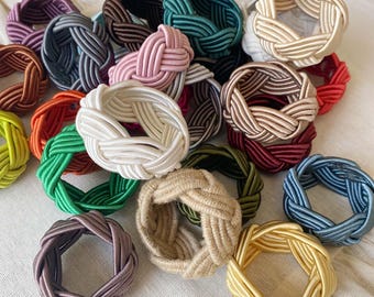 Geknotete Serviettenring Seil, Handgemachte Kordel Serviettenhalter, Rayon Bauernhaus Serviettenringe, Twisted Knoten Serviettenring Türkenkopf Geknotete Ringe