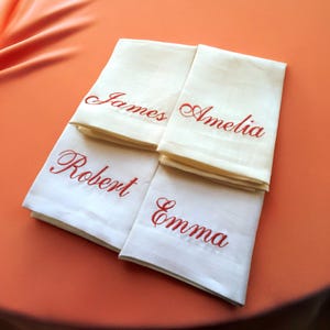 Personalized embroidered napkins, monogrammed napkins, linen napkins, cloth napkins, wedding napkins, birthday napkins