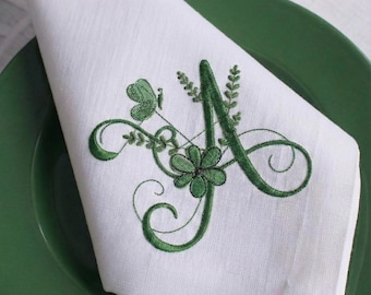 Serviettes de table en lin brodées Monogramme serviettes de table de mariage en tissu personnalisées Décoration de table personnalisée Cadeau