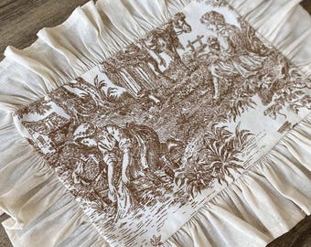 Set de table à volants en toile de lin, décoration de table en coton beige campagnard