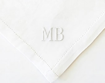 Personalized Hanky, Father of Bride Gift, Custom Monogram Linen Handkerchief, Wedding Gift