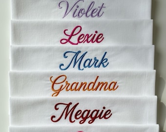 Embroidered Linen Wedding Napkins, Personalized Monogrammed Cloth
