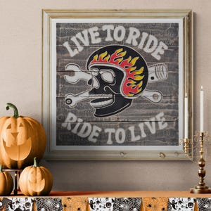 Motorcycle Lovers, Bikers Sign, Dads Decor, Biker Sign, Biker Garage, Live to Ride quote poster, Decor for Biker,Biker Gift,Brotherhood sign