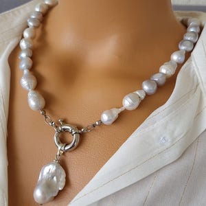 Baroque Pearl Statement Necklace, Baroque Pearl Collar, Wedding Necklace, Chunky Pearl Necklace, Pearl Beaded Choker,  Anniversary Gift