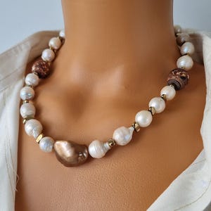Large Baroque Pearl Necklace, Mother&#39;s Day Gifts, Chunky Pearl Necklace, Large Baroque Pearl Choker, Real Baroque Pearl Necklace